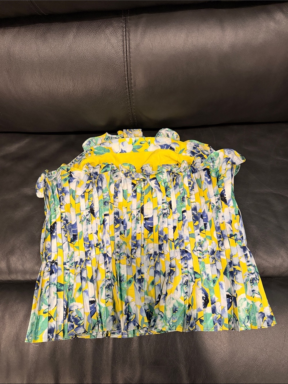 White House Black Market Floral Bustier Top-Yellow, Blue, Green - Picture 3 of 4